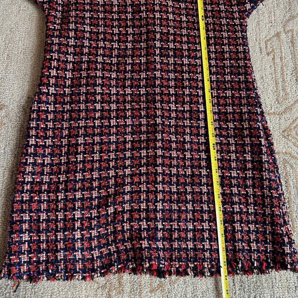 Tweed Fringe Mini Dress Dark Academia Preppy Old Money Mod Twee Modest Womens S - Picture 8 of 11